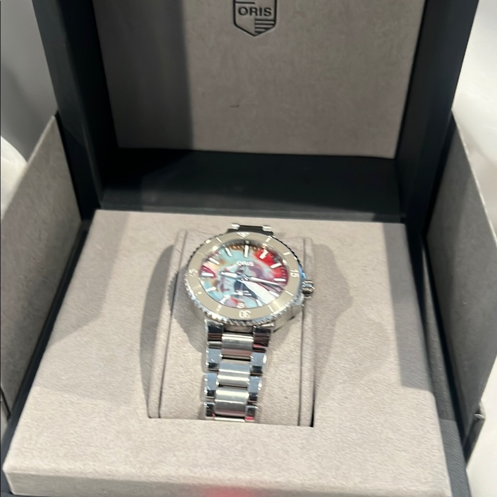 Oris Stainless Steel Watch with Iridescent Multicolor Dial